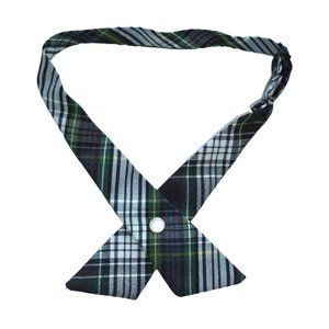 SHARP & DANDY Green Blue White Plaid Snap Neck Bow Tie Collar Retro Hipster